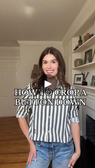 Crop A Button Up Shirt Hack, Shirt Button Hack, How To Crop A Button Up Shirt, How To Button A Shirt Hack, Button Shirt Hacks, Button Up Shirt Hacks, Button Down Shirt Hacks, Crop Blouse Outfit, Shirt Knot