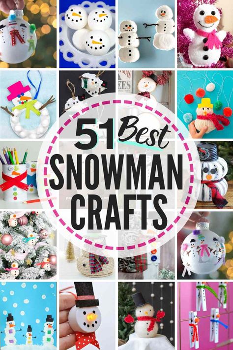 51 BEST Snowman Crafts! #snowman #crafts #snowmancrafts #snowmancraftideas #snowmanideas #snowmencraft #DIYsnowman #snowmanpainting #snowmanornaments #snowmankidscrafts #snowmancraftsforkidstomake #snowmanchristmastreeideas #snowmencraftsforkids #snowmanwreath #snowmanart #snowmandecorations #snowmanideas #snowmanDIY Diy Easy Winter Crafts, Crafts Snowman, Tea Light Snowman, Diy Snowman Ornaments, Snowman Crafts Diy, Kids Craft Room, Penny Pinching, Winter Craft, Snowman Gifts