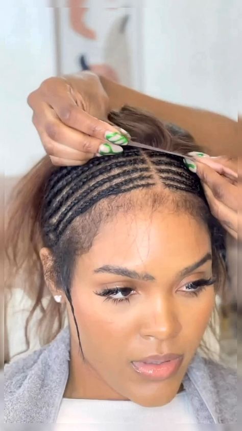 Closure sew in w bangs tutorial🤩 #viral #trending #hairtok #wigtok #hairextensions #closure #sewin #closuresewin | Instagram Full Sew In With Bangs, Sew In Closure With Bangs, Sewin With Bangs, Closure Sew In, Sew In Weave With Closure, Sew In With Bangs, Sew In With Closure, Full Sew In, Bangs Tutorial