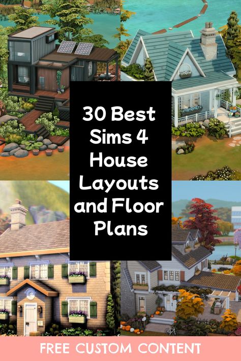 Create the perfect home for your Sims with stunning house layouts and floor plans designed to inspire your next build. Click for more inspiration! Sims 4 Micro Home Floor Plan, Sims 4 Houses Layout 5 Bedroom, Sims 4 Base Game Starter House, The Sims 4 House Layout, Sims 4 House Gallery Id, Sims House Ideas Layout Floor Plans, Sims 4 Floorplan Starter Home, House Layouts One Story, Sims 4 Craftsman House