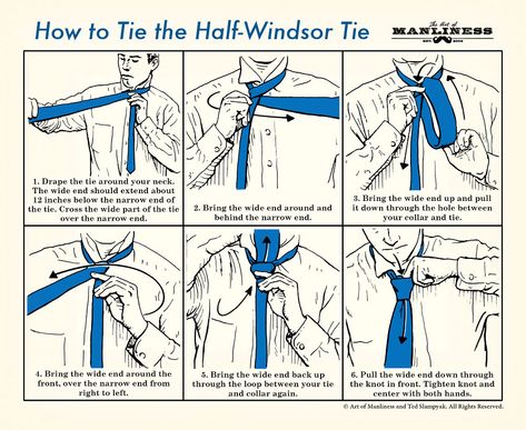 How to tie a half-windsor knot Windsor Tie Knot, Double Windsor, Windsor Tie, Half Windsor, Windsor Knot, Neck Tie Knots, Art Of Manliness, Men Style Tips, Tie Knots