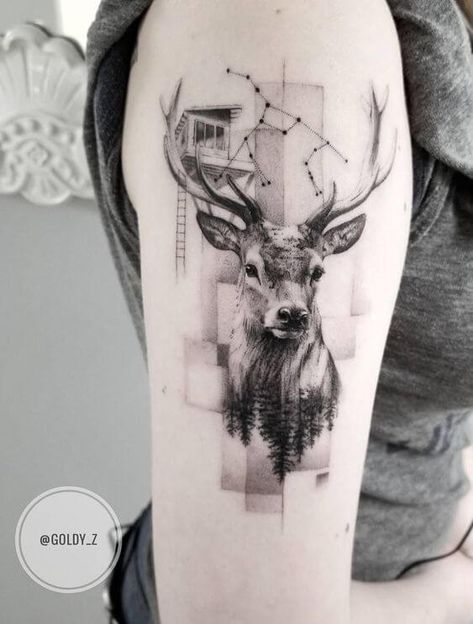 Top 15+ Cool Deer Tattoo Designs | PetPress Mens Arrow Tattoo, Deer Tattoo Designs, Cute Animal Tattoos, Tier Tattoo, Natural Inspiration, Deer Tattoo, Muster Tattoos, Forest Tattoos, Inspiration Tattoo