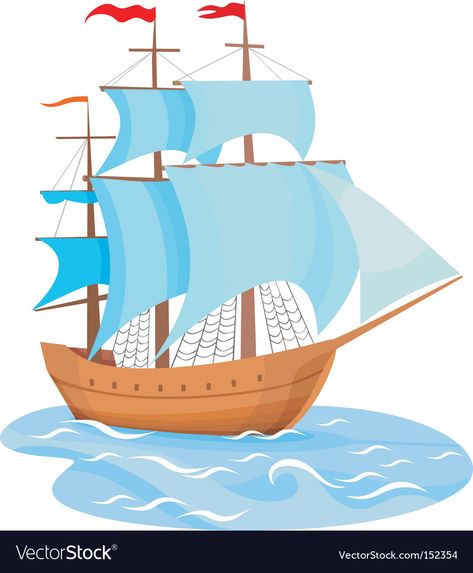 Sailing ship Royalty Free Vector Image - VectorStock Ship Clip Art, Digital Graphics Art, Ship Vector, Pirate Boats, Ship Poster, Pop Illustration, Clipper Ship, Vintage Boats, Boat Art