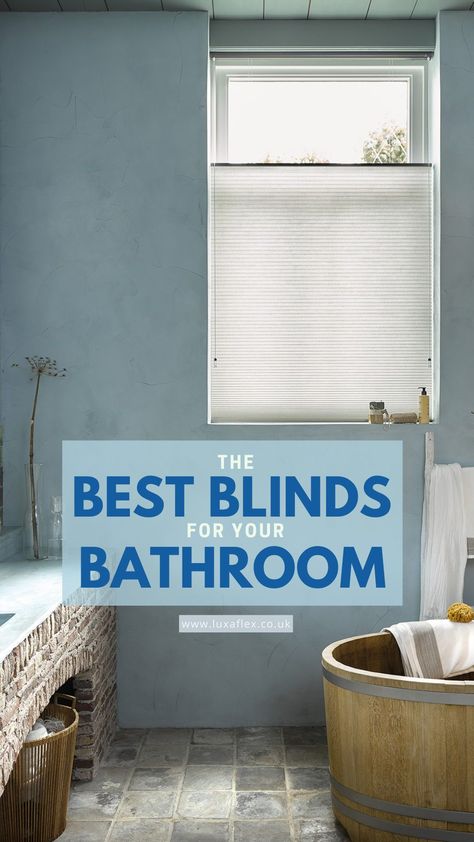 Bathroom blinds for your home. Bathroom blinds are the ideal way to add privacy to your bathroom. Check out bathroom blinds from Luxaflex®. Whether you want to improve home privacy or improve the lighting in your bathroom, bathroom blinds and shutters give you what you need. Bathroom blinds are made to measure and available with smart home technology. Blinds For Bathroom Windows Bath, Bathroom Window Blinds Ideas, Blinds In Bathroom, Waterproof Blinds For Shower Window, Vanitian Blinds, Bathroom Blinds Ideas, Roman Blinds Bathroom, Grey Bathroom Blinds, Blinds For Bathroom Windows