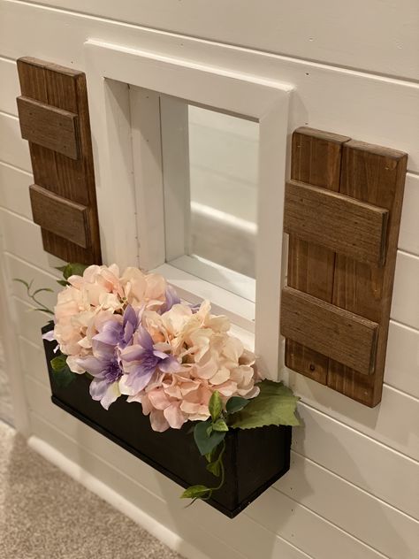 Playhouse Flower Boxes, Childrens Reading Nook, Under Stairs Playhouse, Diy Flower Boxes, Diy Playroom, Diy Playhouse, Stairs Ideas, Weekend House, Twins Room