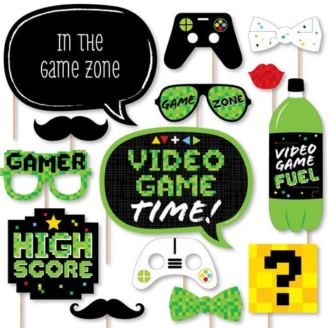 Gaming Party Theme, Pixel Video Game, Crowd Photo, Pixel Video, Homecoming 2022, Birthday Party Photo Booth, Funny Photo Booth, Gaming Party, Diy Photo Booth Props