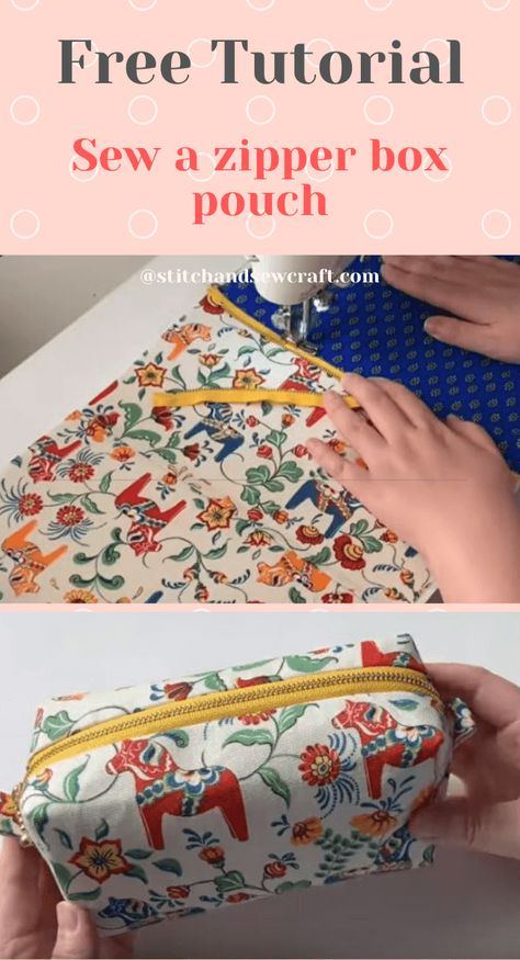 Zipper Box Pouch, Easy Zipper Pouch, Sew A Zipper, Diy Sy, Diy Sewing Gifts, Sew Zipper, Zipper Pouch Tutorial, Pouch Sewing, Pouch Tutorial