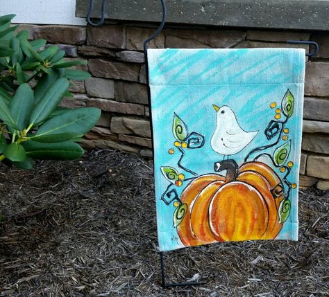 Hey, I found this really awesome Etsy listing at https://www.etsy.com/listing/453807672/new-garden-flag-blue-sky-fall-pumpkin Pumpkin Yard Decorations, Fall Yard Art, Fall Yard, Fall Flags, Polka Dot Pumpkin, Hand Painted Table, Blue Banner, Yard Decorations, Pumpkin Fall Decor