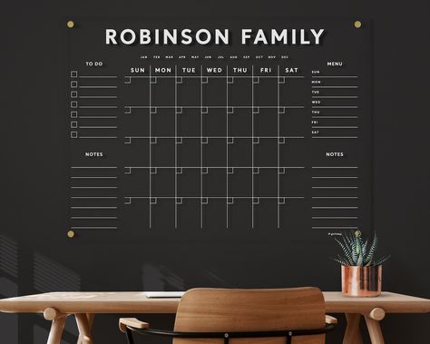 Family Command Center Dry Erase Monthly Clear Acrylic - Etsy Canada Acrylic Calendar, Robinson Family, Family Command Center, Writing Area, Dry Erase Calendar, Be Organized, Wall Calendars, Acrylic Board, Goal Tracker