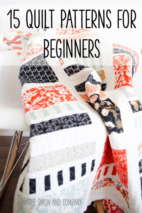 15 Quilt Patterns for Beginners - Simple Simon and Company Quilt Patterns For Beginners, Beginner Quilt Patterns, Easy Quilt Patterns, Beginner Sewing Projects Easy, Quilting For Beginners, Free Quilting, Quilting Tips, Sewing Projects For Beginners, Easy Quilts