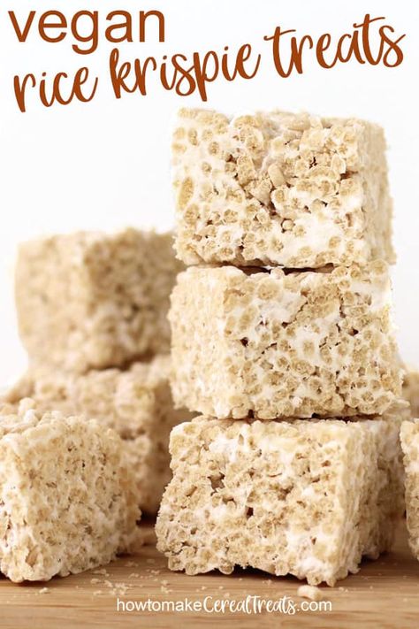 Gluten Free Rice Krispie Treats, Vegan Cereal, Vegan Rice Crispy Treats, Vegan Rice Krispie Treats, Cereal Treat Recipes, Gluten Free Marshmallows, Chocolate Rice Krispie Treats, Vegan Marshmallows, Krispie Treats Recipe