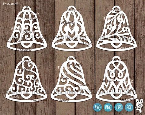 Svg Christmas Ornaments, Bell Design, Circle Monogram, Christmas Svg Files, Decorate Notebook, Vinyl Paper, Jingle Bell, Wreath Designs, Kirigami