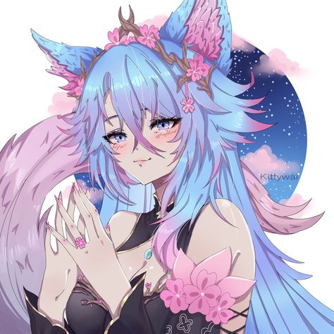 Silvervale by Kittywai on DeviantArt Silvervale Vshojo Fanart, Sinder Vtuber, Indie Vtubers, Vtuber Art, Xenoblade Chronicles, Reference Pictures, Tone Hair, Boba Tea, Anime Cat