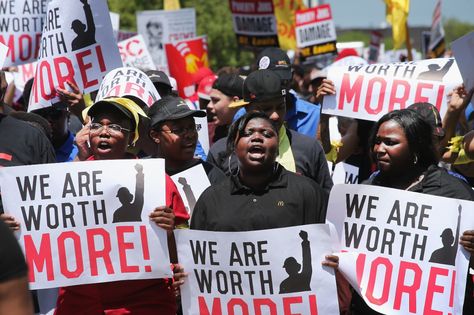 For the seventh time in nearly two years, fast food workers around the country walked out of their restaurants last week to demand a pay raise to $15 per hour and the right to unionize. In New York City, 21 workers were arrested for sitting in the middle of the... Fast Food Workers, Bad Job, Purchasing Power, Charles Chaplin, Workers Rights, Minimum Wage, The Resistance, A Group, Labor