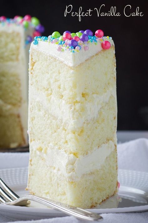 Triple Layer Vanilla Cake Recipe, 3 Layer White Cake, Rich Vanilla Cake, Is It Cake Recipes, Super Moist Gluten Free Vanilla Cake, Bakery Vanilla Cake Recipe, 3 Layer White Cake Recipe, High Altitude Vanilla Cake, 3 Layer Vanilla Cake Recipe