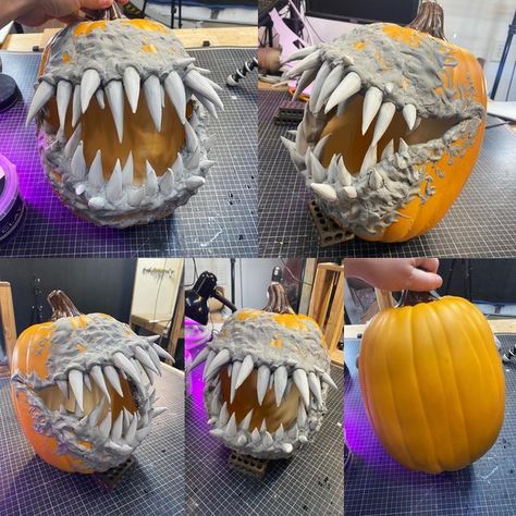 Creative Pumpkin Decorating Contest, Pumpkins Designs, Halloween Pumpkin Painting Ideas, Halloween Pumpkin Painting, Painted Pumpkin Ideas, Creepy Crafts, Zombie Pumpkins, Dnd Monster, Halloween Pumpkin Crafts