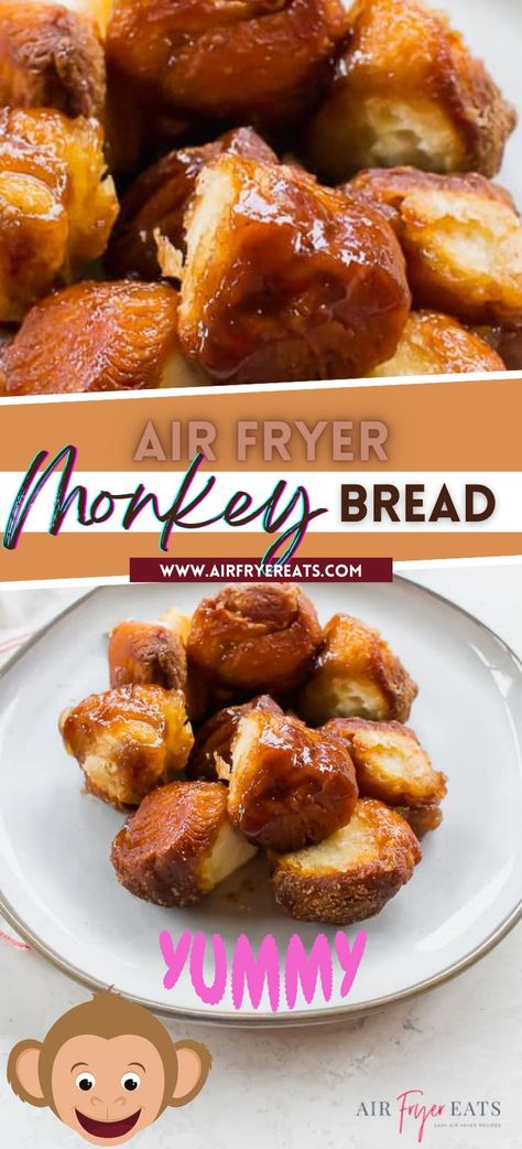 Air Fryer Monkey Bread, Monkey Bread With Canned Biscuits, Bread Air Fryer, Bread In Air Fryer, Air Fryer Desserts, Desserts Board, Biscuits Butter, Cinnamon Bread Easy, Air Fryer Recipes Breakfast