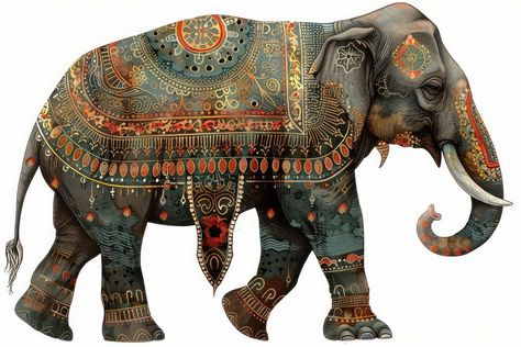 Colorful, ornate, elephant, Indian, illustration | free image by rawpixel.com / Boom Indian Art Aesthetic, Indian Elephant Illustration, Elephant Indian, Indian Artwork, Indian Illustration, Elephant Illustration, Watercolor Elephant, Indian Elephant, Download Free Images