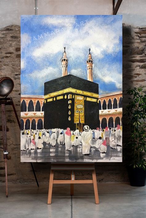 With the grace of almighty Allah I have completed the painting of #makkah__madinah this is my original artwork .... Acrylic on canvas Size 2/3 Available #art #myartwork #madina #makkah #original #orignalart #makkahalmukarramah #madinah #paintings #photo #photography #loveart #acrylicpainting #acrylic #acrylicart #onepiece #alhumdullilahforeverything Makha Madina Drawing, Makkah Drawing, Makkah Painting, Madina Painting, Kabah Painting, Islam Painting, Mughal Art Paintings, Islamic Art Canvas, Artwork Acrylic