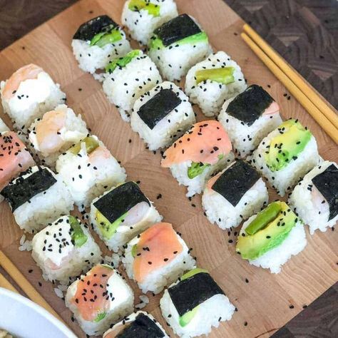 Ice Cube Sushi, Sushi Cubes, Cube Sushi, Homemade Vinegar, Sushi Nori, Fish And Vegetables, Sushi Lunch, Clean Eating Recipes Lunch, Homemade Sushi