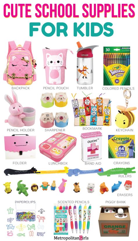 Cute Back to School Supplies for Kids. Preschool, kindergarten, and elementary school. Cute Back To School Supplies, Kindergarten School Supplies, School Supplies For Kids, School Supplies Elementary, Girl School Supplies, School Supplies Highschool, College School Supplies, Kids School Supplies, School Supplies Organization