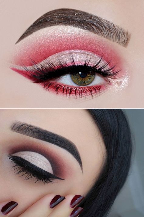 Red Cut Crease Tutorial - Perfect For Valentines Day . Zero Cost Tutorial With Photographs On The Best Way To Produce A Cut Crease Eye Makeup Look In Under 35 Minutes By Applying Makeup With Red Eyeshadow, Eyeshadow, And Eyeshadow. Inspired By Red. The Way To Posted By Hayl... Red And White Eyeshadow, Cut Crease Makeup Looks, Red Cut Crease, Crease Eye Makeup, Gold Cut Crease, Eyeshadow Crease, Cut Crease Eye Makeup, Crease Eyeshadow, Cut Crease Tutorial