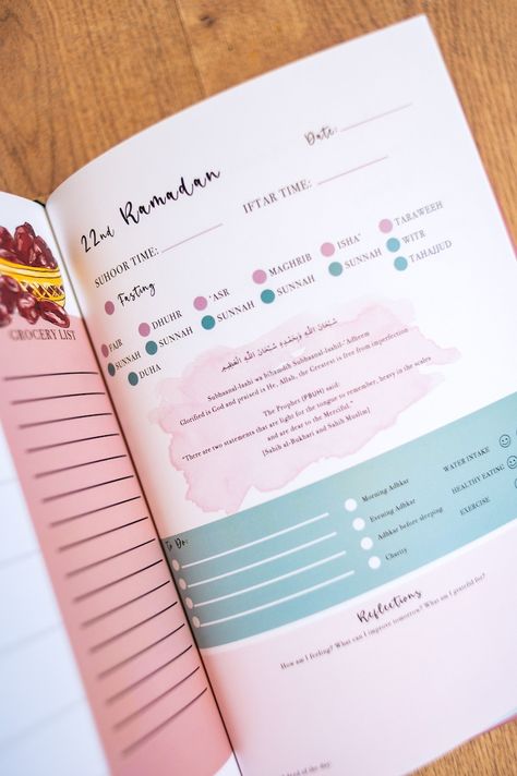 Ramadan Journal A5 Hardback - Daily Planner | Prayer, Qu'ran, Goal Tracker | Weekly Meal Plan | Daily Duas, Hadiths Ramzan Planner Ideas, Sakura Stationary, Ramadan Journal Ideas, Ramadan Daily Planner, Ramadan Goals, Pink Daily Planner, Ramadan Journal, Ramadan Dates, Islamic Corner