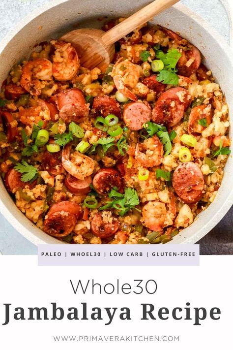 Healthy Jambalaya, Southern Comfort Food, Whole30 Dinner Recipes, Whole 30 Meal Plan, Easy Whole 30 Recipes, Dinner Family, Whole30 Dinners, Jambalaya Recipe, Whole 30 Diet