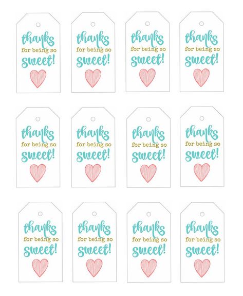 Appreciation printable, Teacher appreciation diy, Teacher appreciation gifts Thanks For Being So Sweet Printable Tag, Thank You For Being So Sweet, Babysitting Binder, Free Teacher Appreciation Printables, Teacher Thank You Notes, Teacher Appreciation Diy, Teacher Printables, Teacher Appreciation Gifts Diy, Teachers Appreciation