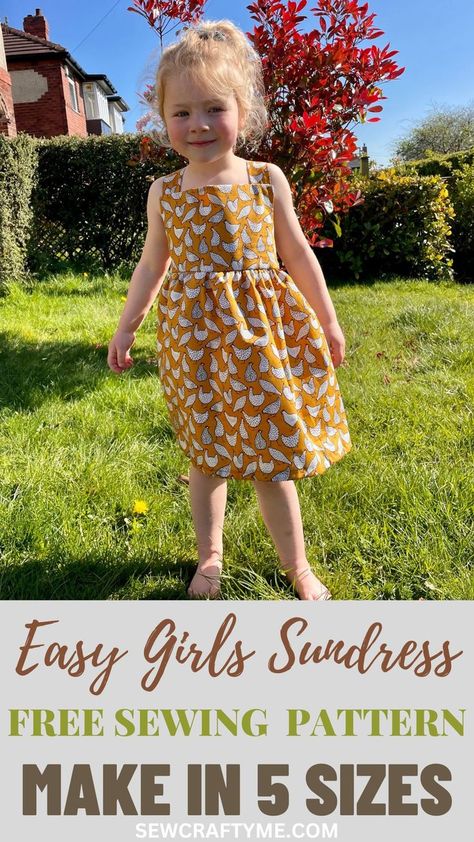 Mommy And Me Patterns Free Sewing, Simple Toddler Dress Pattern, 4t Dress Pattern Free, Easy Sundress Sewing Pattern, Free Girls Sewing Patterns, Girls Dress Sewing Patterns Free, Easy Toddler Dress Pattern, Toddler Girl Dress Pattern, Free Girls Dress Sewing Pattern