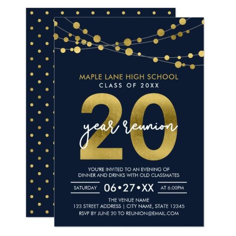 Blue Strings of Lights 20 Year School Reunion Invitation by Rosewood and Citrus on Zazzle 50th Class Reunion Ideas, Class Reunion Invitations, High School Class Reunion, Reunion Invitation, College Reunion, Reunion Invitations, Invitation Diy, Light Gifts, High School Reunion