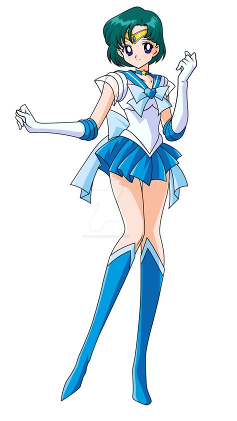 Sailor Mercury Pose, Sailor Moon Base Pose, Super Sailor Mercury, Sailor Moon Full Body Pose, Sailor Moon Pose Reference, Sailor Moon Full Body, Sailor Mercury Outfit, Sailor Moon Reference, Sailor Moon Poses