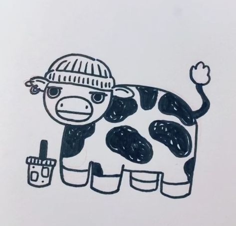 Cute Cow Drawings, Cow Drawing, Cute Tiny Tattoos, Tattoo Style Drawings, Little Doodles, Cute Doodles Drawings, Cow Art, Cute Doodle Art, A Cow