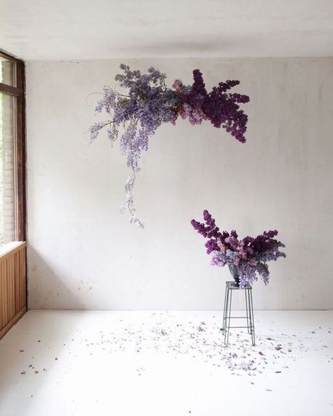 Ruangan Studio, Flower Cloud, Decor Studio, Flower Installation, Deco Floral, Studio Decor, Arte Floral, Purple Wedding, Floral Decor