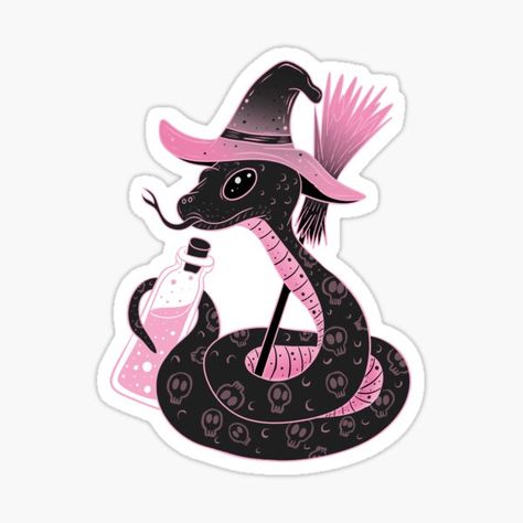 Snakes With Hats, Crow Sticker, Snake Illustration, Snake Drawing, Bazaar Ideas, Snake Design, Printable Stickers, Halloween Art, Laptop Stickers