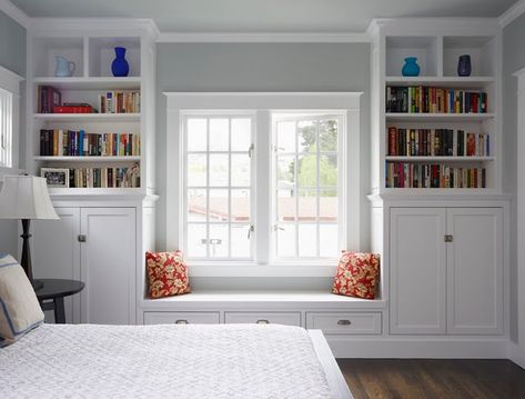 Bedroom Window Design, Bedroom Window Seat, Window Seat Kitchen, Bedroom Built Ins, Window Seat Design, Built In Bookcase, Bedroom Windows, Trendy Bedroom, Trendy Home