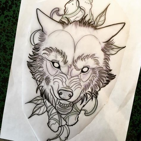 Angry Wolf tattoo today ! #tattoo #tatouage #eliehammond #illustration #art #wolf #angry #neotraditional #neotrad #newschool #bam Wolf Angry, Wolf Tattoo Traditional, Wolf Face Tattoo, Traditional Tattoo Animals, Today Tattoo, Tattoo Wolf, Angry Wolf, Tier Tattoo, Wolf Sketch