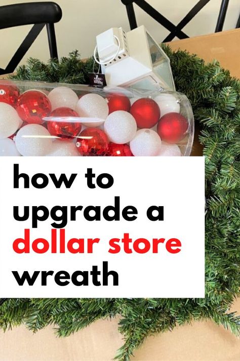 Ornament Bulb Wreath, Revamp Old Christmas Wreath, Upgrade Store Bought Wreath, How To Decorate A Large Christmas Wreath, Work Office Door Wreath, Cheap Christmas Wreaths Diy, Decorate A Wreath Christmas, Wreath Decorating Contest Ideas, Christmas Diy Wreaths Front Doors