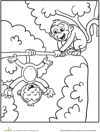 Worksheets: Silly Monkeys Coloring Page Zoo Coloring Pages, Zoo Animal Coloring Pages, Monkey Coloring Pages, Colouring Pics, Animal Coloring Pages, Zoo Animals, Coloring Book Pages, Coloring Pictures, Colouring Pages