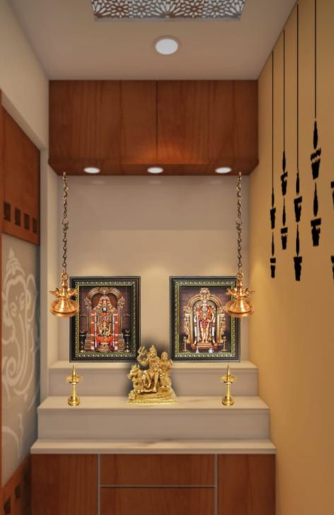 Paige interiors | homify Mandir Ka Design Photo, Pooja Room In Kitchen, Pooja Room In Kitchen Ideas, Poja Room Ideas, Pooja Corner, Small Pooja Unit, Pooja Units, Pooja Unit, Pooja Door Design