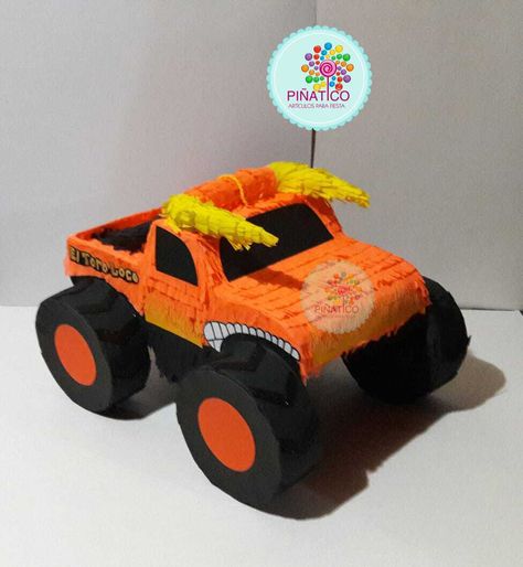 Monster Jam Birthday Party, Monster Jam Birthday, Monster Jam Party, Truck Theme Birthday, Monster Truck Theme, Monster Truck Cake, Birthday Pinata, Truck Cake, Piñata Ideas