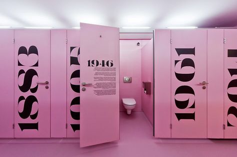 tamas devenyi castle garden bazaar varkert bazar budapest hungary designboom Black Cladding, Pink Toilet, Toilet Cubicle, Toilette Design, Restroom Design, Public Bathrooms, Retro Renovation, Public Restroom, Castle Garden