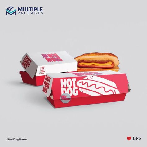 Hot Dog Box Packaging, Hot Dog Packaging Design, Sandwich Box Packaging, Hot Dog Packaging, Food Logo Ideas Creative, Hot Dog Logo, Food Logo Ideas, Dog Packaging, Logo Ideas Creative