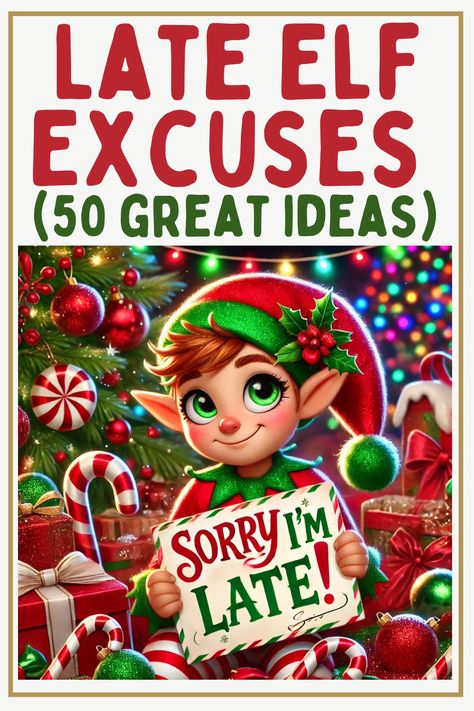 Running late on your elf’s arrival? Discover 50+ fun and creative late elf excuses with magical notes, whimsical setups, and clever ideas to delight your kids while keeping the holiday spirit alive. Perfect for last-minute elf magic! Elf Is Late Ideas, Elf Excuses For Being Late, Elf On The Shelf Arriving Late Ideas, Late Arrival Of Elf On The Shelf, Sorry I’m Late Elf On The Shelf, Elf Late Arrival Ideas, Arrival Elf On The Shelf Ideas, Late Elf On The Shelf Arrival Ideas, Elf On The Shelf Late Arrival Ideas