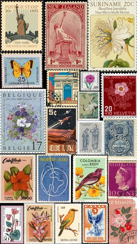 #stamps #vintage #vintageaesthetic #aesthetic #vibes #animals #nature #flowers Stamps Aesthetic Vintage, Vintage Postcards Aesthetic, Aesthetic Stamps Printable, Post Stamp Vintage, Aesthetic Stamps, Stamps Aesthetic, Trip Collage, Vintage Stamps Postage, Postage Stamp Design