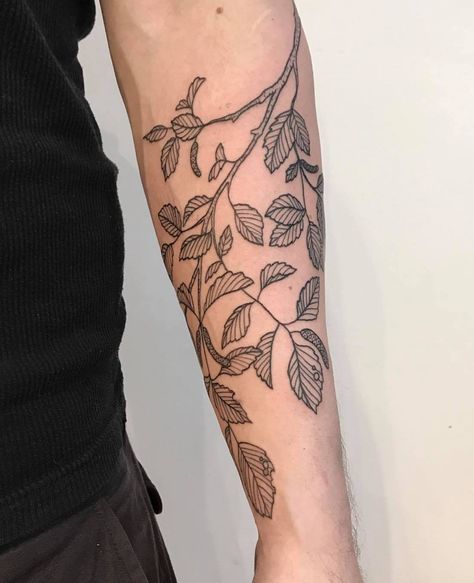 Birch branch Cuff Tattoo, Self Love Tattoo, Branch Tattoo, Tattoo Inspiration Men, Handpoke Tattoo, Shoulder Arm Tattoos, Vine Tattoos, Floral Tattoo Sleeve, Plant Tattoo