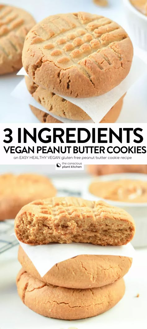 Gluten Free Peanut Butter Cookies Recipe, Conscious Plant Kitchen, Glutenfree Cookies, Healthy Peanut Butter Cookies, Gluten Free Peanut Butter Cookies, Butter Cookies Easy, Vegan Peanut Butter Cookies, Almond Butter Cookies, Easy Peanut Butter Cookies