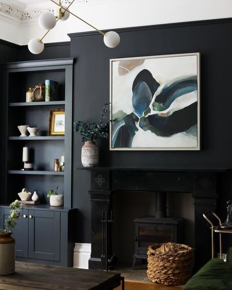 Farrow & Ball Colour Drenching, Dark Living Room Ideas, Dark Living Rooms, Black Living Room, Pink Living Room, Neutral Living Room, Room Transformation, Living Room Green, Living Room White