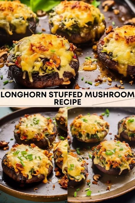 Long Horn Mushrooms Recipe, Stuffed Mushrooms Longhorn Recipe, Longhorn Stuffed Mushrooms, Longhorn Mushroom Copycat, Longhorn Stuffed Mushrooms Recipe, Long Horn Stuffed Mushrooms Recipe, Copycat Longhorn Stuffed Mushrooms, Stuffed Mushroom Recipe, Downshiftology Stuffed Mushrooms