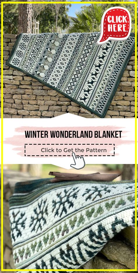 crochet Winter Wonderland Blanket easy pattern - Easy Crochet Blanket Pattern for Beginners. Click to Get the Pattern #Blanket #crochetpattern #crochet via @shareapattern.com Winter Crochet Blanket Pattern, Christmas Blanket Patterns Free, Mosaic Afghan Crochet Patterns, Nordic Crochet Pattern Free, Winter Blanket Crochet, Crochet Winter Afghan Patterns Free, Mosaic Patterns Crochet, Christmas Blanket Crochet Pattern, Christmas Crochet Blanket Pattern